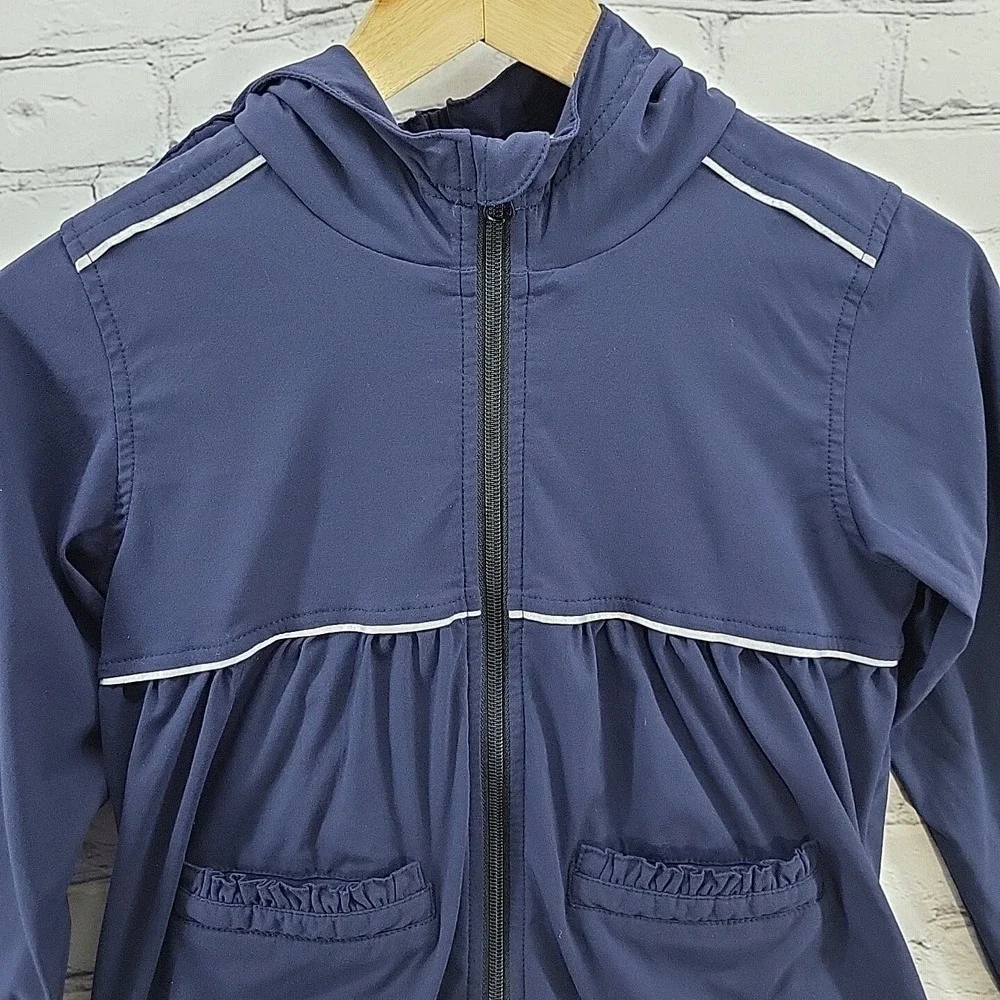 Hanna Andersson Jacket Girls Sz 130 Blue Hooded Zip Up‎ Size 8